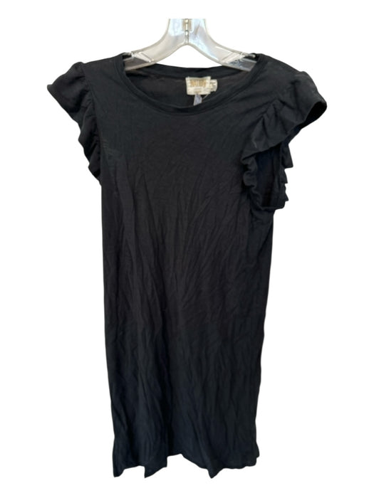 Nation Size S Black Cotton Flutter Sleeves Ruffles Dress Black / S