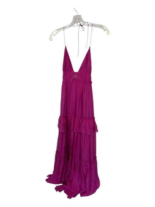 Cami NYC Size 0 Magenta Silk Halter Neck Ruffles Empire Waist Gown Magenta / 0