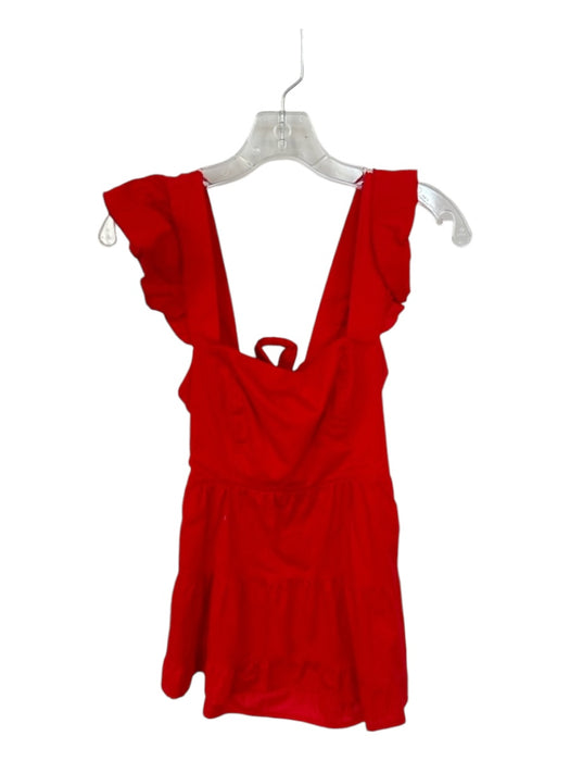 Show Me Your Mumu Size S Red Cotton Flutter Sleeves Open Back Dress Red / S