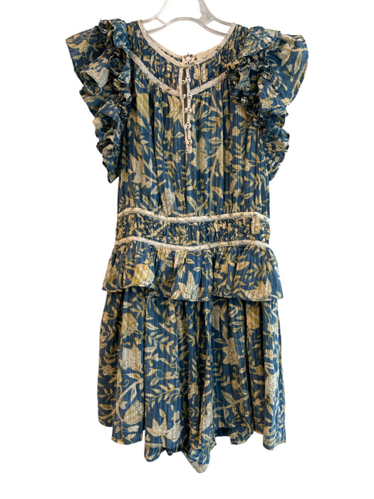 Ulla Johnson Size 2 Blue Cotton & Viscose Poplin Floral Flutter Cap Sleeve Dress — Labels Resale Boutique