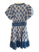 Bell Size S Blue Cotton & Silk broderie anglaise Floral V Neck Mini Dress Blue / S