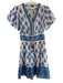 Bell Size S Blue Cotton & Silk broderie anglaise Floral V Neck Mini Dress Blue / S