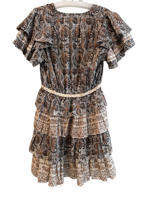 Ulla Johnson Size 2 Brown Cotton & Viscose Poplin Floral Layered Sleeve Dress Brown / 2