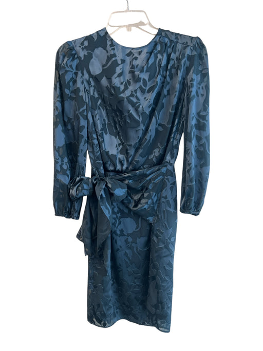 Shoshanna Size 4 Blue Viscose burnout Floral Long Sleeve Mini Dress Blue / 4