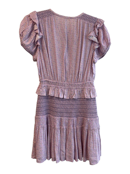 Loveshackfancy Size XS Pink Rayon Smocked Waist Band Floral Short Sleeve Dress Pink / XS
