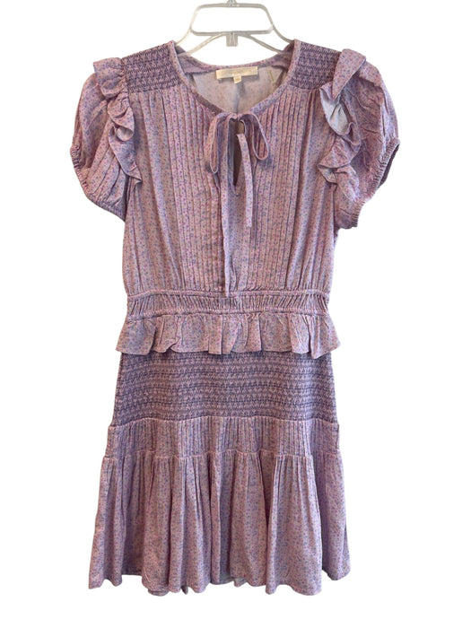 Loveshackfancy Size XS Pink Rayon Smocked Waist Band Floral Short Sleeve Dress Pink / XS