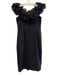 Aidan Mattox Size 8 Black 100% Silk Solid Off Shoulder Knee length Dress Black / 8