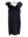 Aidan Mattox Size 8 Black 100% Silk Solid Off Shoulder Knee length Dress Black / 8