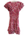 Poupette St. Barth Size XS Red Viscose V Neck Floral Ruffle Cap Sleeve Dress Red / XS