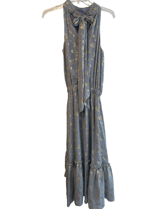 Ramy Brook Size XS Gray Silk Metallic Star Halter Pleated Neckline Dress Gray / XS