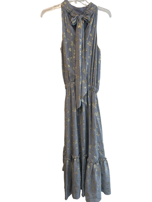 Ramy Brook Size XS Gray Silk Metallic Star Halter Pleated Neckline Dress Gray / XS