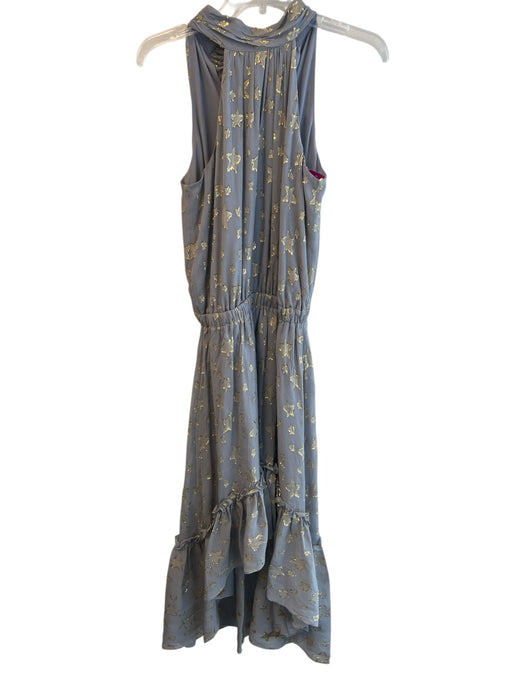 Ramy Brook Size XS Gray Silk Metallic Star Halter Pleated Neckline Dress Gray / XS