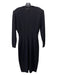 St John Size 12 Black Wool Blend Surplice Pleat Detail Knit Long Sleeve Dress Black / 12