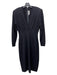 St John Size 12 Black Wool Blend Surplice Pleat Detail Knit Long Sleeve Dress Black / 12