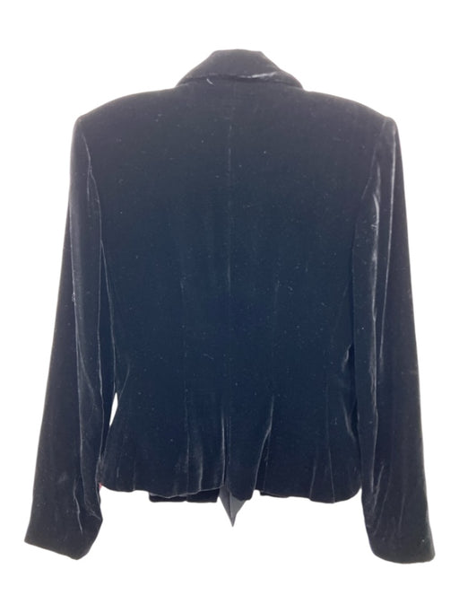 Deborah James Size S Black Rayon & Silk Velvet Tie Front Shoulder Pads Jacket Black / S