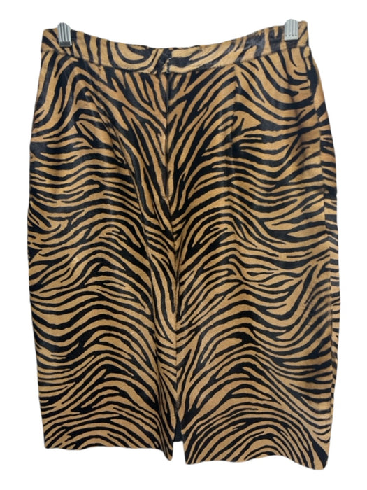 Bruno Manetti Size 38 Beige & Brown Ponyhair Animal Print Pencil Back Zip Skirt Beige & Brown / 38