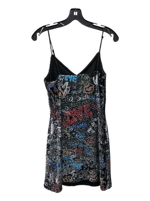 Ramy Brook Size S Black & Multi Polyester All Over Sequins Spaghetti Strap Dress Black & Multi / S