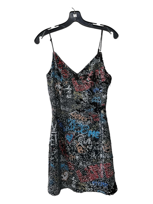 Ramy Brook Size S Black & Multi Polyester All Over Sequins Spaghetti Strap Dress Black & Multi / S