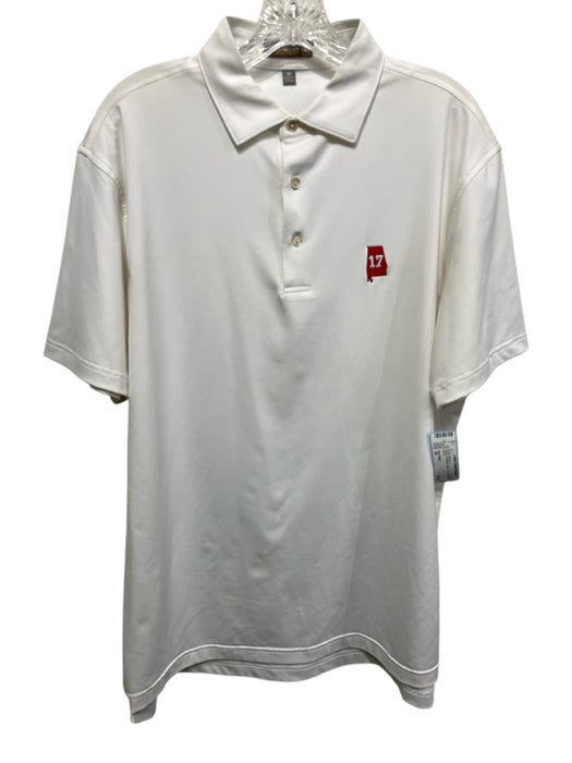 Peter Millar Size M White Synthetic Solid Polo Men's Short Sleeve White / M