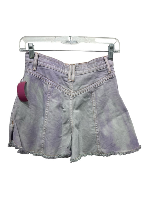 IRO Size 36 Purple & Gray Cotton Denim High Rise Raw Hem Paneled Shorts Purple & Gray / 36