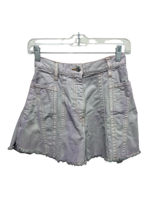 IRO Size 36 Purple & Gray Cotton Denim High Rise Raw Hem Paneled Shorts Purple & Gray / 36