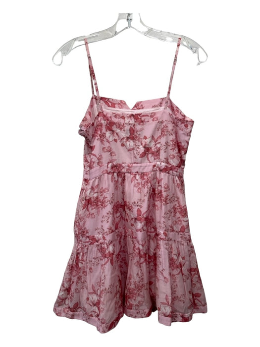 Intermix Size 2 Pink Cotton Blend Floral Spaghetti Strap Tiered Mini Dress Pink / 2