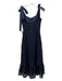 Koch Size XS Navy Polyester Tie Straps Lace Overlay Ruffle Back Zip Dress Navy / XS