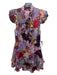 Alice + Olivia Size 2 Purple & Multi Viscose Blend Floral 1/2 Button Dress Purple & Multi / 2