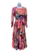 Valentino Size M Pink Blue & Multi Silk Floral Long Sleeve Midi Dress Pink Blue & Multi / M