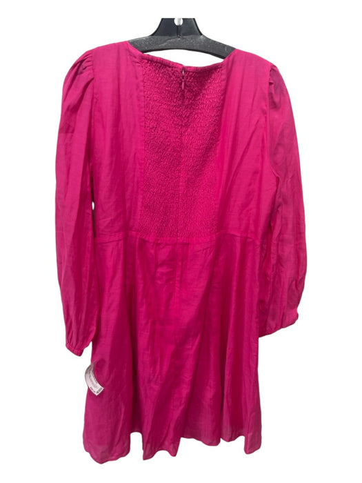 J Crew Size 12 Bright Pink Cotton Sweetheart Neckline Long Sleeve Dress Bright Pink / 12