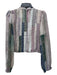 Wilfred Size L Gray, Purple, Green Polyester Abstract Sheer Long Sleeve Top Gray, Purple, Green / L