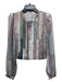 Wilfred Size L Gray, Purple, Green Polyester Abstract Sheer Long Sleeve Top Gray, Purple, Green / L