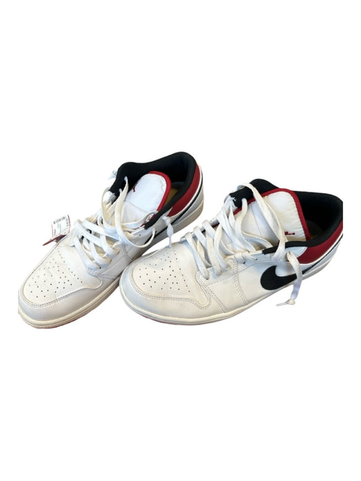 Nike Air Jordan Shoe Size 10.5 White Red Leather Lace Up Sneakers Labels Resale Boutique