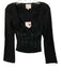 Reformation Size 0 Black Acetate & Polyester Long Sleeve Square Neck Mesh Top Black / 0