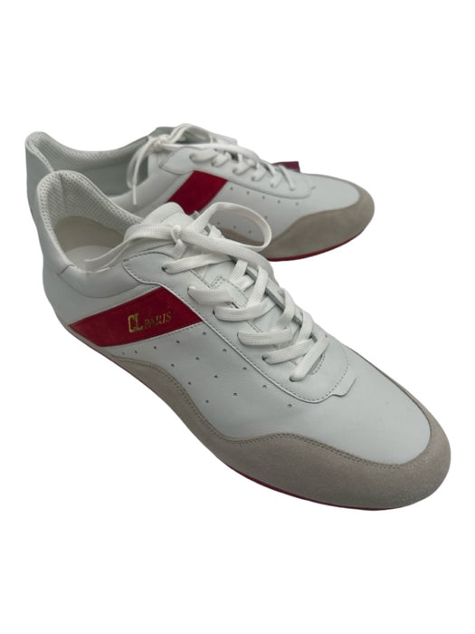 Christian Louboutin Shoe Size 46 New White & Red Leather Two Tone Sneaker Shoes 46