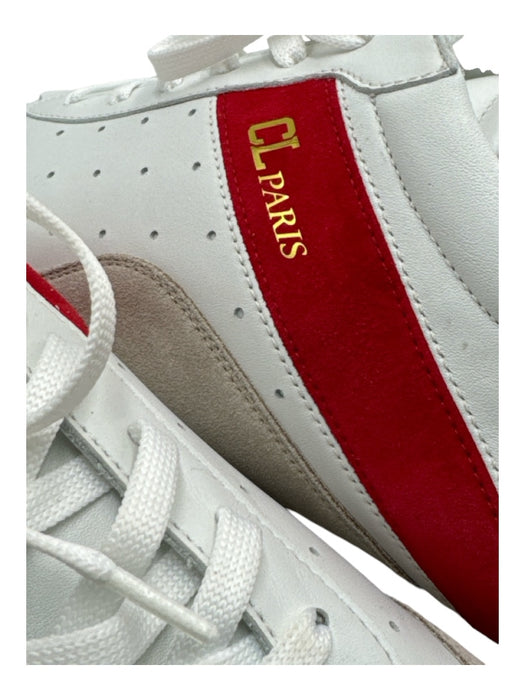 Christian Louboutin Shoe Size 46 New White & Red Leather Two Tone Sneaker Shoes 46