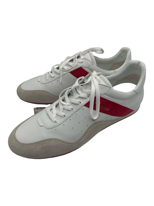 Christian Louboutin Shoe Size 46 New White & Red Leather Two Tone Sneaker Shoes 46