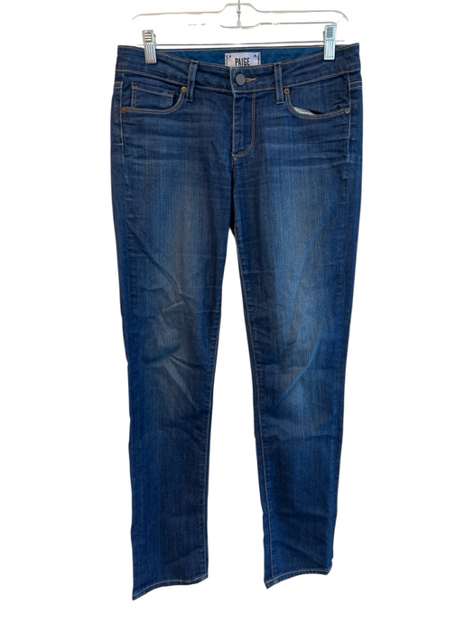 Paige Size 28 Blue Denim Cotton Blend Medium Wash Mid Rise Straight Leg Jeans Blue / 28