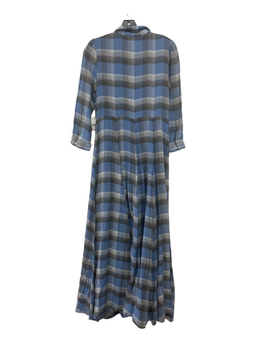 Denim & Supply Ralph Lauren Size M Blue Gray White Cotton Plaid Maxi Dress Blue Gray White / M