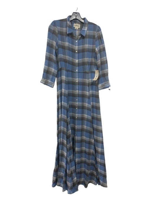 Denim & Supply Ralph Lauren Size M Blue Gray White Cotton Plaid Maxi Dress Blue Gray White / M