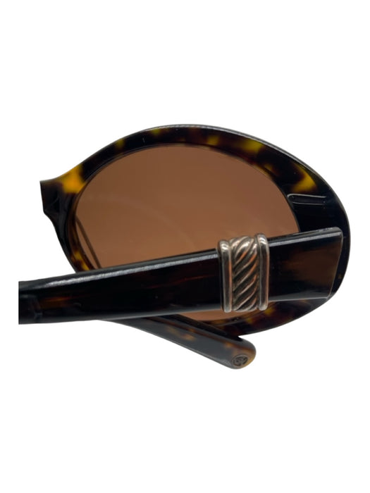 David Yurman Brown Acetate Tortoiseshell Sterling Detail Round Sunglasses Brown