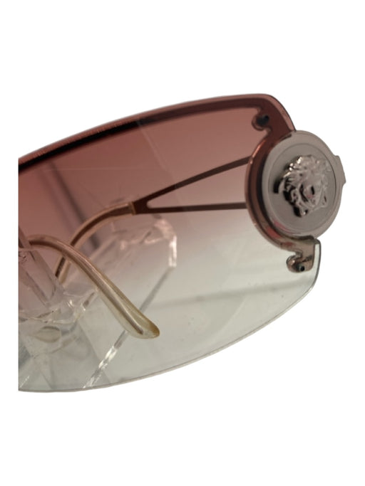 Versace Pink & Silver Metal Square pink lens Rimless Medusa Sunglasses Pink & Silver