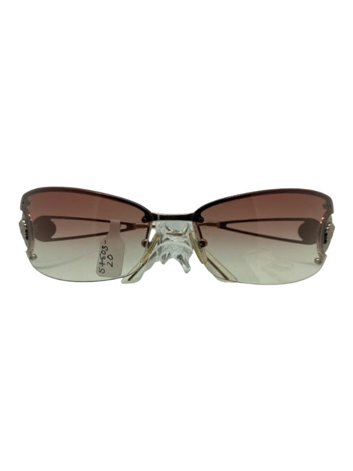 Versace Pink & Silver Metal Square pink lens Rimless Medusa Sunglasses Pink & Silver