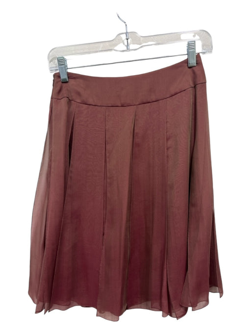 Carmen Marc Valvo Size 0 Pink & Brown Silk layered Knee Length Iridescent Skirt Pink & Brown / 0