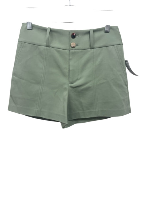 Alice + Olivia Size 6 Pale Green Cotton Blend Two Button Paneled Short Shorts Pale Green / 6