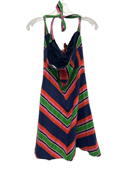 Trina Turk Size S Blue, Orange, Multi Cotton Stripe Fit & Flare Halter Dress Blue, Orange, Multi / S