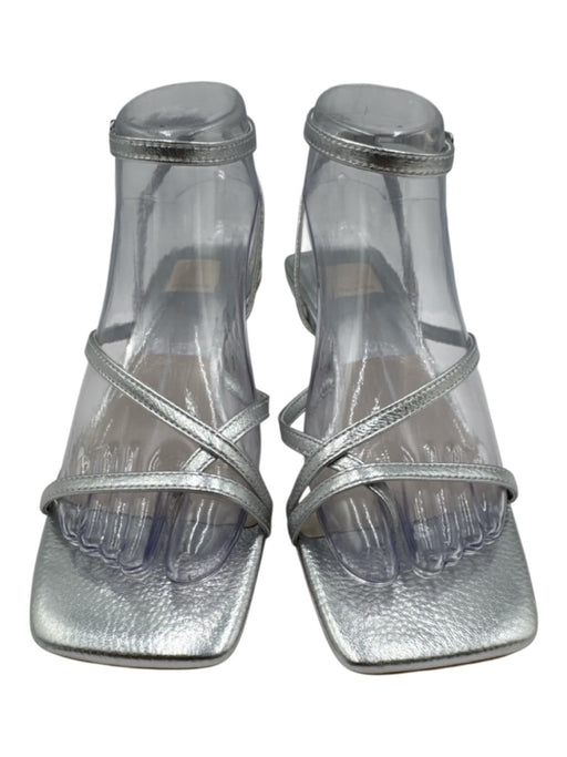Dolce Vita Shoe Size 7 Silver Leather Upper Strappy Ankle Buckle Sandals Silver / 7