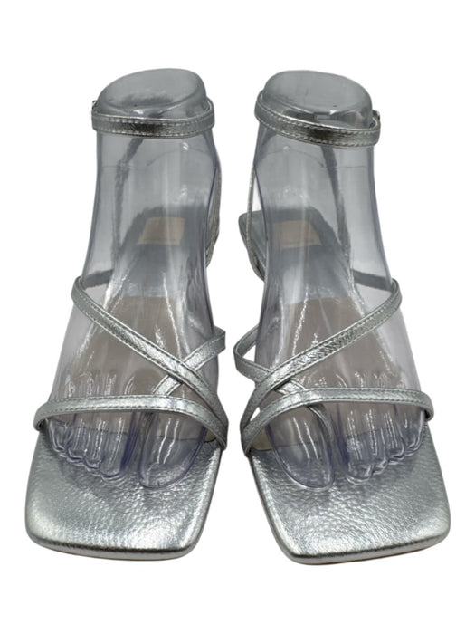 Dolce Vita Shoe Size 7 Silver Leather Upper Strappy Ankle Buckle Sandals Silver / 7