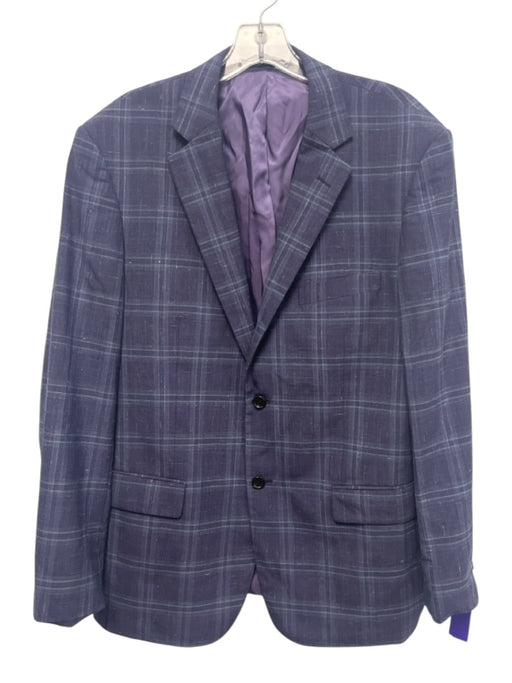 Tom James Purple & Blue Print Wool Plaid 2 Button Men's Blazer Purple & Blue Print / 44