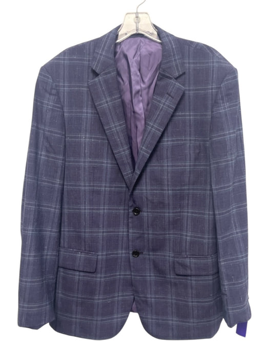 Tom James Purple & Blue Print Wool Plaid 2 Button Men's Blazer Purple & Blue Print / 44